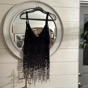Sexy playful beach Black Fringe Crochet bohemian no size medium / large boho